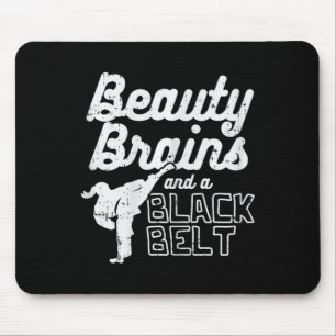 Beauty Brains Black Belt Girl Ponytail Kick Taekwo Mouse Pad
