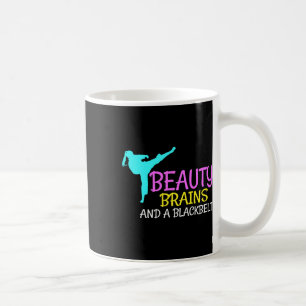 Beauty Brains Black Belt Karate Martial Arts Gift Coffee Mug