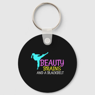 Beauty Brains Black Belt Karate Martial Arts Gift Key Ring