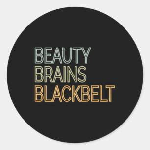 Beauty Brains Black Belt Karate Taekwondo T Shirt Classic Round Sticker