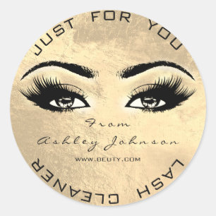 Beauty Browns Makeup Gold Lash Makeup Cleaner Classic Round Sticker