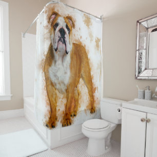 Beauty Bulldog Art Watercolor Bulldog Lover Gift Shower Curtain