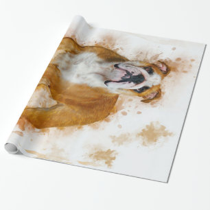 Beauty Bulldog Art Watercolor Bulldog Lover Gift Wrapping Paper