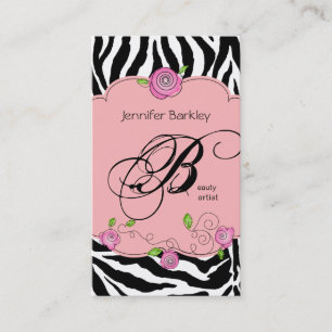 Beauty Business Card Zebra Rose Salon Baby Pink