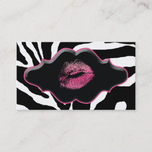 Beauty Business Cards Animal Zebra Pink Lips