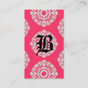 Beauty Business Cards Damask Monogram Coral Beige