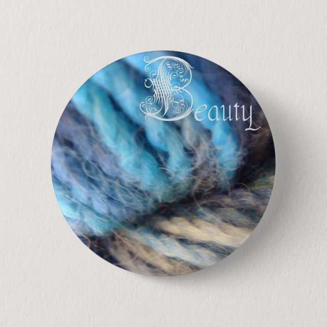 beauty button, looking glass 6 cm round badge (Front)