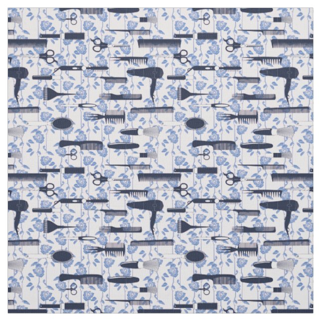 Beauty Care Blue Rose Pattern Fabric (Swatch)