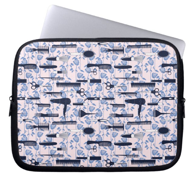 Beauty Care Blue Rose Pattern Laptop Sleeve (Front)