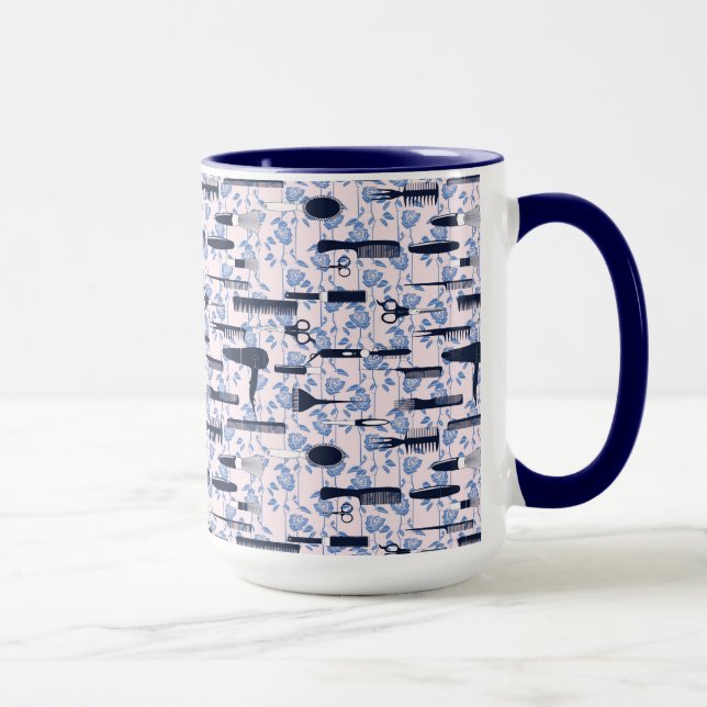 Beauty Care Blue Rose Pattern Mug (Right)