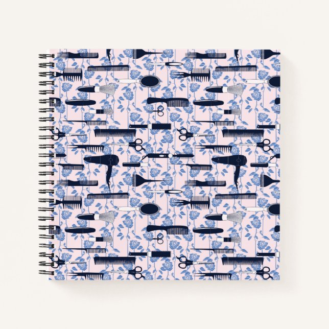 Beauty Care Blue Rose Pattern Notebook (Front)