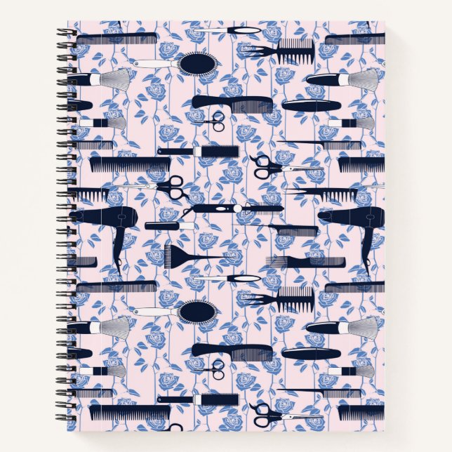 Beauty Care Blue Rose Pattern Notebook (Front)