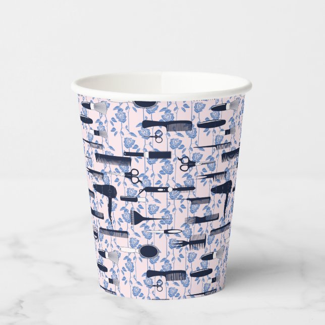 Beauty Care Blue Rose Pattern Paper Cups (Left)