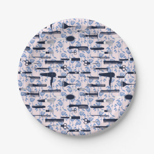 Beauty Care Blue Rose Pattern Paper Plate