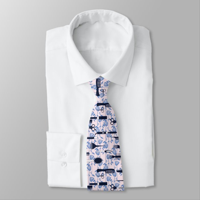 Beauty Care Blue Rose Pattern Tie (Tied)