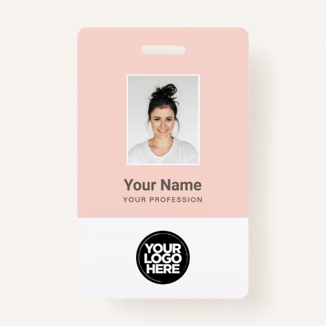 Beauty chic golden hour pink feminine name ID badge (Front)