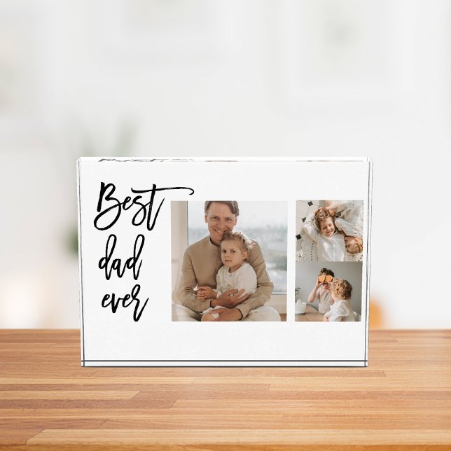 Beauty Collage Photo Best Dad Ever Gift Block (Creator Uploaded)