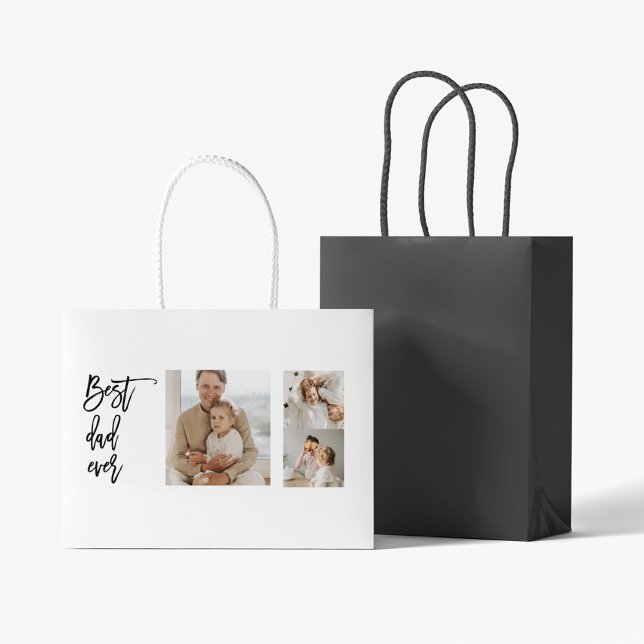 Beauty Collage Photo Best Dad Ever Gift Large Gift Bag (Creator Uploaded)