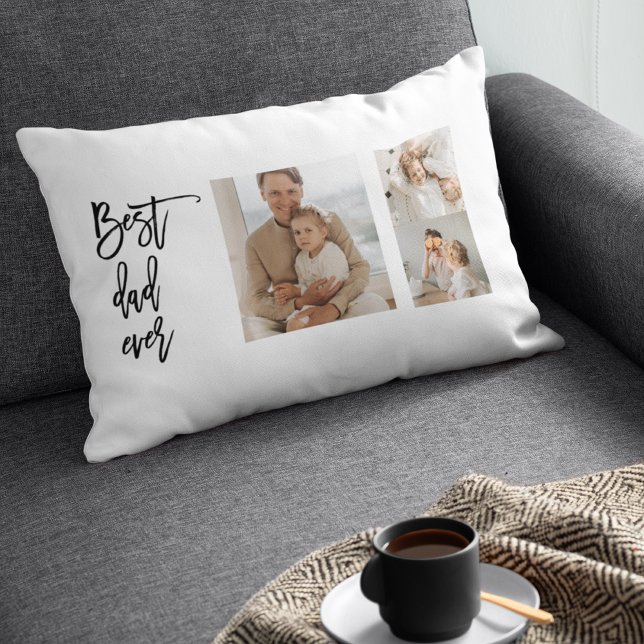 Beauty Collage Photo Best Dad Ever Gift Lumbar Cushion (Creator Uploaded)