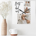 Beauty Collage Photo Best Dad Ever Gift Square Wall Clock<br><div class="desc">Beauty Collage Photo Best Dad Ever Gift is a personalised gift that combines beauty and sentimental value to create a meaningful present for your dad. The gift is a collage of carefully selected photos of you and your dad, arranged in a beautiful and artistic way. The photos could be of...</div>