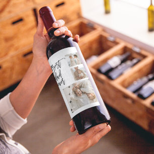 Beauty Collage Photo Best Dad Ever Gift Wine Label
