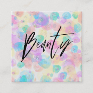 *~* BEAUTY Colorful Pastel Rainbow Modern Abstract Square Business Card