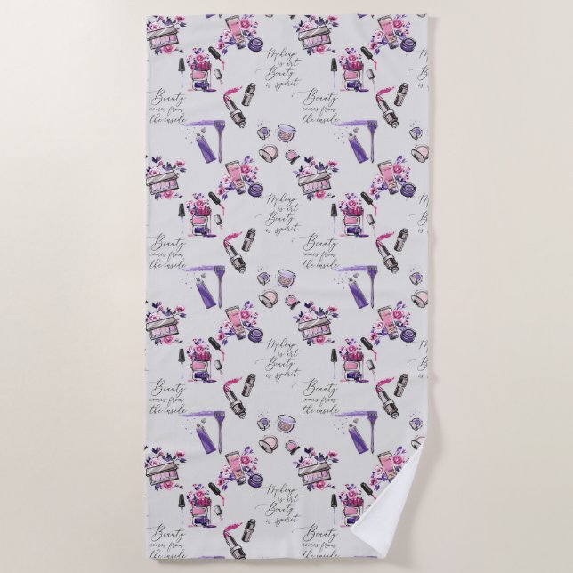 Beauty Comes From The Inside Pattern Beach Towel (Front)
