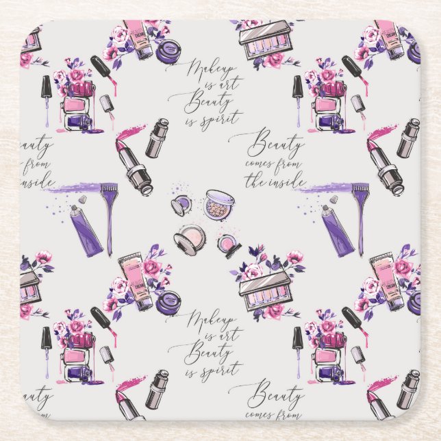 Beauty Comes From The Inside Pattern Square Paper Coaster (Front)
