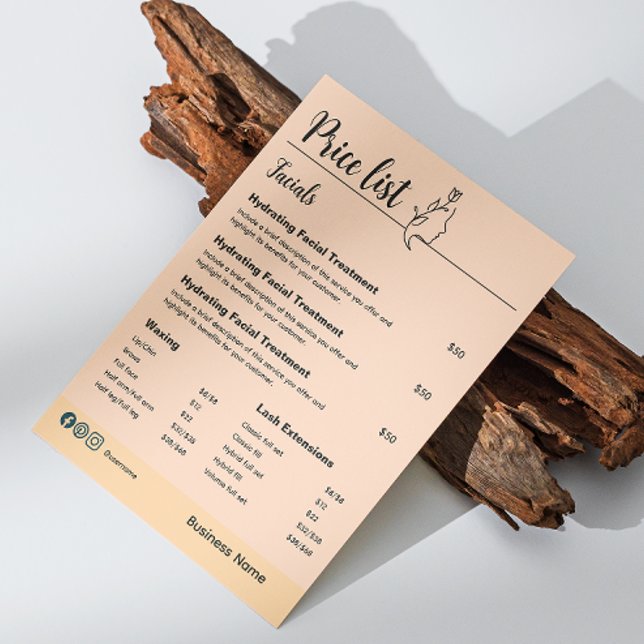 Beauty Cosmetic Skin Care Price List Menu (Beauty Cosmetic Skin Care Price List Menu Flyer)