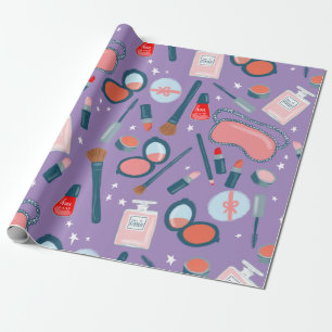 Beauty cosmetics pattern purple gift wrap