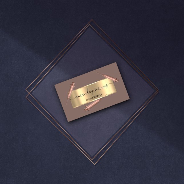 Beauty Cosmetologist Syringe Botox B12 QRCode Rose Business Card (Beauty Cosmetologist Syringe Botox B12 QRCode Rose Business Card)