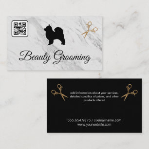 Beauty Dog Grooming Scissors   Marble   QR Code Business Card
