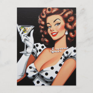 Beauty Drink Pin Up Postcard