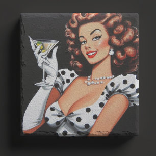 Beauty Drink Pin Up Stone Coaster