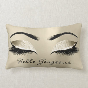 Beauty Eyes Makeup Lash Hello Gorgeous Champaigne Lumbar Cushion