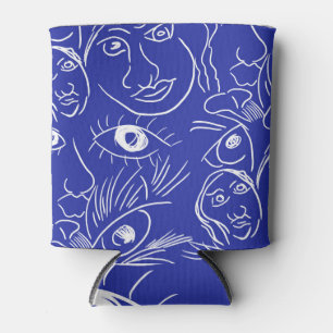 Beauty face: one-line drawing. can cooler