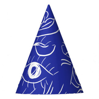 Beauty face: one-line drawing. party hat