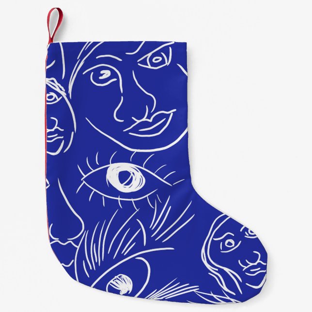Beauty face: one-line drawing. small christmas stocking (Front)