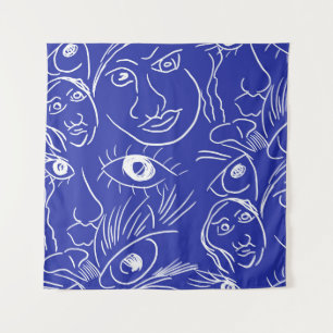 Beauty face: one-line drawing. tapestry