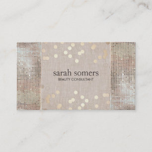 Beauty & Fashion Gold Confetti Silver Sequins Business Card