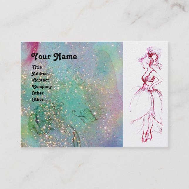 BEAUTY FASHION red pink blue green silver platinum Business Card (Front)