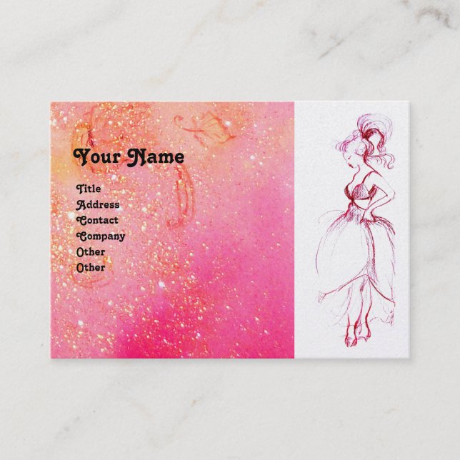 BEAUTY FASHION ,red pink white pearl Business Card (Front)