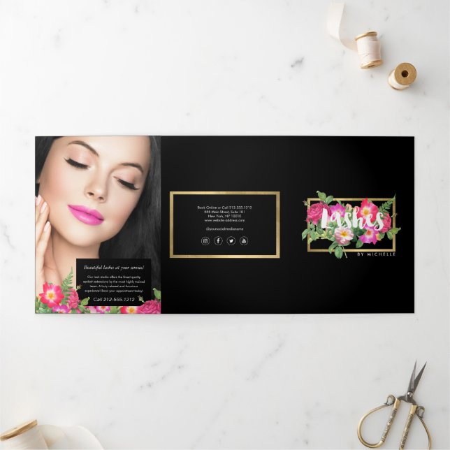 Beauty Florals Lash Extensions Black Brochure (Outside)