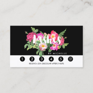 Beauty Florals Lash Extensions Black Loyalty Card