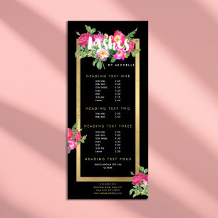 Beauty Florals Lash Extensions Black Rack Card