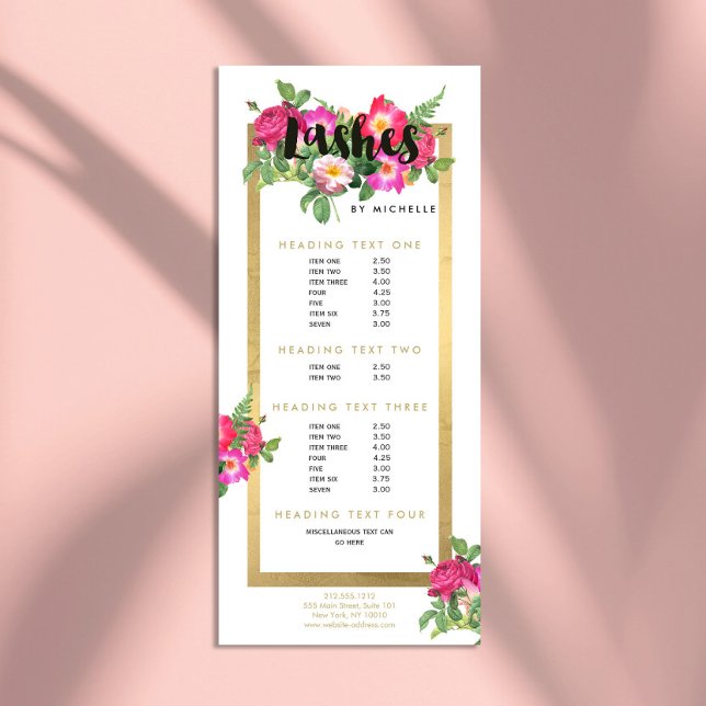 Beauty Florals Lash Extensions White Rack Card (Creator Uploaded)
