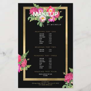 Beauty Florals Makeup Artist Bold Black Flyer