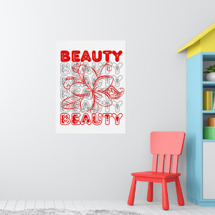 Beauty Flower Line Art Typography Design Poster
