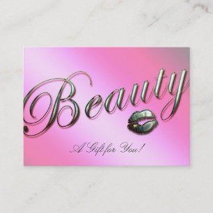 Beauty Gift Card Salon Lips Silver Pink