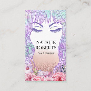 Beauty Girl Makeup Artist Hair Salon Floral Appointment Card
